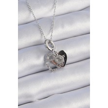 Pazarcan 316L Çelik Gümüş Renk Zirkon Taşlı Sonsuzluk Kalp Figür Charm Model Kadın Kolye - TJ-BKO9309