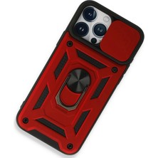 Pazarcan Iphone 15 Kılıf Pars Lens Yüzüklü Silikon - Kırmızı