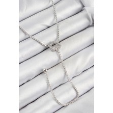 Pazarcan Pirinç Zirkon Taşlı Kalp Model Gümüş Renk Y Kolye - TJ-BKO10447