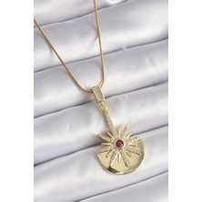 Pazarcan 316L Çelik Gold Renk Zirkon Taşlı Yıldız Model Kadın Kolye - TJ-BKO9518