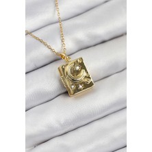 Pazarcan 316L Çelik Zirkon Taşlı Açılabilr Kapaklı Kitap Model Gold Renk Kadın Kolye - TJ-BKO10515