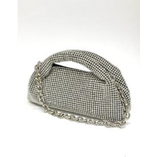 Nazart Kadın Lüks Taşlı Diamond Siyah Abiye Clutch Tekstil Malzeme ile Şık Gece Çantası