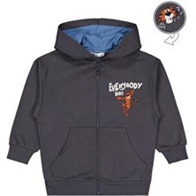 Civil Boys Civil Baskılı Hırka %100 Pamuk Gri Renk Uzun Kol Desenli Erkek Çocuk