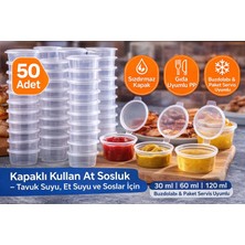 GastroPlast 50 Adet Sızdırmaz Kapaklı Kullan At Sosluk – Buzdolabı & Paket Servis Uyumlu – Tavuk Suyu, Et Suyu ve Soslar Için