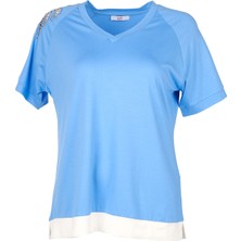 Vedi-Bb Oversize V Yaka Kısa Kol Kadın T-Shirt - Minimalist Tarz