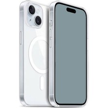 Royal Case iPhone 15 Plus Sert Şeffaf Magsafe Magsafe Silikon Kapak ve 9h Ekran Koruyucu Seti Ryc/embos+Cam