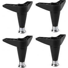 Badem10 Siyah Akasya (4 Adet) 15 cm Ayarlanabilir Robot Süpürgeye Uygun Mobilya Kanepe Baza Ayağı Plastik