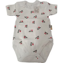 Bulut Anne ve Çocuk Kısa Kollu  Çıtçıtlı Body %100 Pamuklu Desenli /renkli Erkek ve Kız Bebek Unisex Tasarım Çıtçıtlı Yaka I Love Mom/dad Baskılı