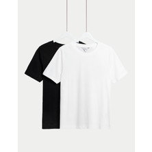 Marks & Spencer 2'li Saf Pamuklu Bisiklet Yaka Regular Fit T-Shirt