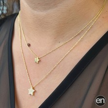 Gümüş Çift Zincir Yıldız Kolye 925ct