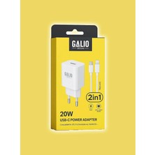 Eima Galio Deluxe GL-C20 20W Hızlı Şarj Aleti Type-C Lightning Kablolu iPhone Uyumlu