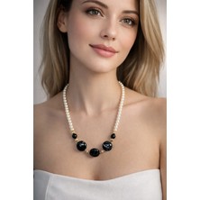 Solare Accessories Inci & Siyah Taş Detaylı Zarafet Kolye