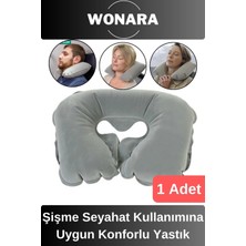 Wonara Dayanıklı Şişme Seyahat Yastığı Kamp Yolculuk Uçak Otobüs Araba Kullanımına Uygun Konforlu