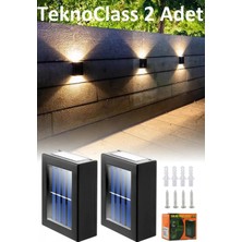 MiraLive Solar Çift Taraflı Duvar Lambası Güneş Enerjili Aydınlatma Dekorasyon Aplik Işık 2 Li (4887)