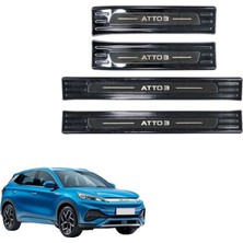 Ramm Byd Atto 3 Paslanmaz Çelik Kapı Eşiği Koruması 4lü Set Parlak Siyah