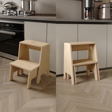 Yüceer Home Yetiş 2 Basamaklı Tabure Kayar Iç Basamaklı, 140 kg Taşıma Kapasiteli, Mdf Lam, Çiçeklik, Merdiven