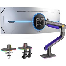 Nb North Bayou Ergonomic F5 Gaming 1 Adet Monitör Takılabilen, 32" - 60" Uyumlu, RGB Aydınlatma, Kablo Kanallı, 2-20 KG Destekli, 360° Dönebilen, Masa Monte, Profesyonel Oyuncu Monitör Standı