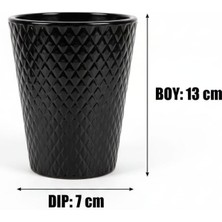 Seramik Saksı Siyah Çiçeklik Vazo