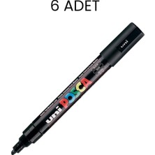 Uni-Ball Posca Pc-5m Su Bazlı Marker Kalem Siyah 6'lı Kutu