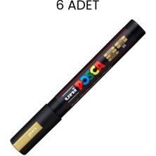 Uni-Ball Posca Pc-5m Su Bazlı Marker Kalem Altın Sarısı 6'lı Kutu