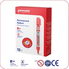 Penmark Permanent Marker 12'li Kutu Yuvarlak Uçlu Permanent Kalem Koli Kalemi Kırmızı