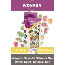 Wonara Zeka ve Motor Becerileri Geliştiren Manyetik Meyve Sebze 26 Parça Özel Üretim Eğitici Oyuncak Seti