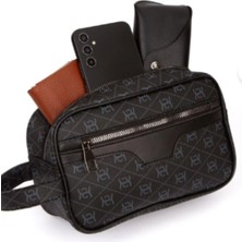 Sannora Bags Unisex Siyah Deri Kozmetik Portföy Çantası Şık Tıraş Seyahat Çantası Günlük Bakım Çantası El Çanta