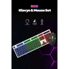MiraLive Kablolu Işıklı Gaming Standart Türkçe Q Klavye ve Mouse Seti