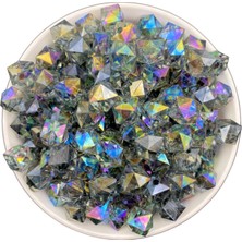 Hedef Bijuteri 100GR 10MM Janjanlı Füme /  Gri Küp,kübik Model Akrilik Boncuk,takı ,çanta Boncuğu (100GR,~180 Adet)