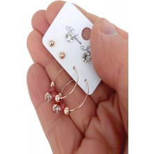 Ft Tasarım Kristal Taşlı 6'lı Küpe Lila