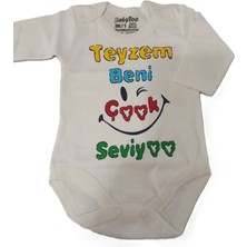 Bulut Anne ve Çocuk Uzun Kollu Çıtçıtlı Body %100 Pamuklu Desenli /renkli Erkek ve Kız Bebek Unisex Tasarım Çıtçıtlı Yaka Teyzem Beni Çok Seviyor Baskılı