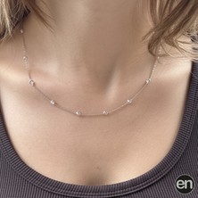 Gümüş Minimalist Tektaş Zincir Kolye 925ct