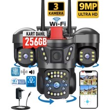 Ventus O-Kam 5011 256GB 9MP 3 Lensli Akıllı Güvenlik Kamerası Wifi Gece Görüş Sesli Kişi Takibi