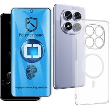 Vendas Xiaomi Redmi Note 14 Pro 4G Kamera Korumalı M-Safe Şarj Özellikli Şeffaf Zore London Sert PC Kapak + Polymer Nano Ekran Koruyucu