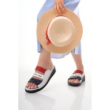 Tarçın Ayakkabı Hakiki Deri Beyaz Kadın Comfort Terlik Trc116-0302