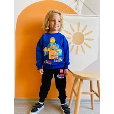 Cg Kids Minecraft LEGO Mavi Erkek Çocuk 2 Iplik Alt Üst Takım Süper Kalite Baskı Kumaş