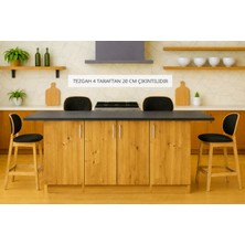 T Designo Star Mutfak Adası - Alt Modül - 4 Kapaklı - 180 cm - Tezgah Dahil