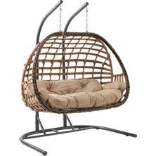 Capri Swing Oylat Çiftli Rattan Bahçe Salıncağı | Balkon Salıncağı