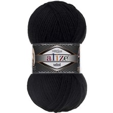Alize Süperlana Midi (5 Adet) 60 Siyah Renk El Örgü Ipliği
