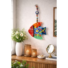 Atagift Hediyelik El Yapımı Cam Balık Nazar Duvar Süsü – Renkli Otantik Akdeniz & Ege Dekoru 27CM Ip Dahil