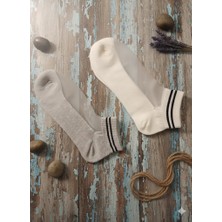 TrendyChic Beyaz ve Gri Üstü Tül Spor Çorap