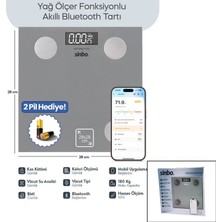 MiraLive Gri Yağ Ölçer Akıllı Bluetooth Cam Baskül Pilli 180KG/50GR 28X28CM 8-Kişi Hafıza LCD Ekran ℃ Gösterge SBS-4469 (4887)