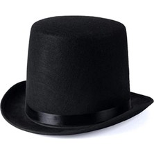 HypAirs Yetişkinler Için Siyah Renk Ringmaster Sihirbaz Şapkası Fötr Şapka 15 cm