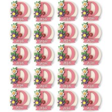 Runc Design Kişiye Özel Hediyelik Bebek Magnet Seti | Isimli Çiçekli Ahşap Dekor | 20 Parça