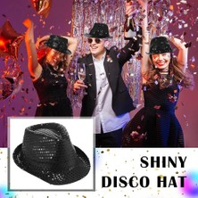 HypAirs Disko Star Siyah Payetli Fötr Şapka Yetişkin Boy