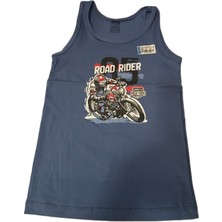 Bulut Anne ve Çocuk Erkek Çocuk Atlet %95 Pamuklu Tekli Lacivert Renkli ve Baskılı Erkek Çocuk Yuvarlak Yaka Atlet