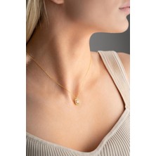 Nereze 925 Ayar Gümüş Gold Baget Zirkon Taşlı Tektaş Kolye