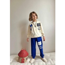Cg Kids Sonic Baskılı 2 Iplik Erkek Çocuk Alt Üst Süper Tarz Takım Krem Sırt Baskı Detay