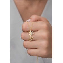 Nereze 925 Ayar Gümüş Gold Sonsuz Aşk Çiçeği Kolye