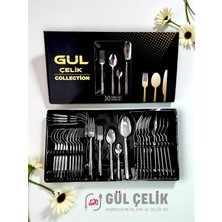 Kaveh 30 Parça 6 Kişilik Çatal Kaşık Seti Taş Model Kutulu 18/0 Kalite